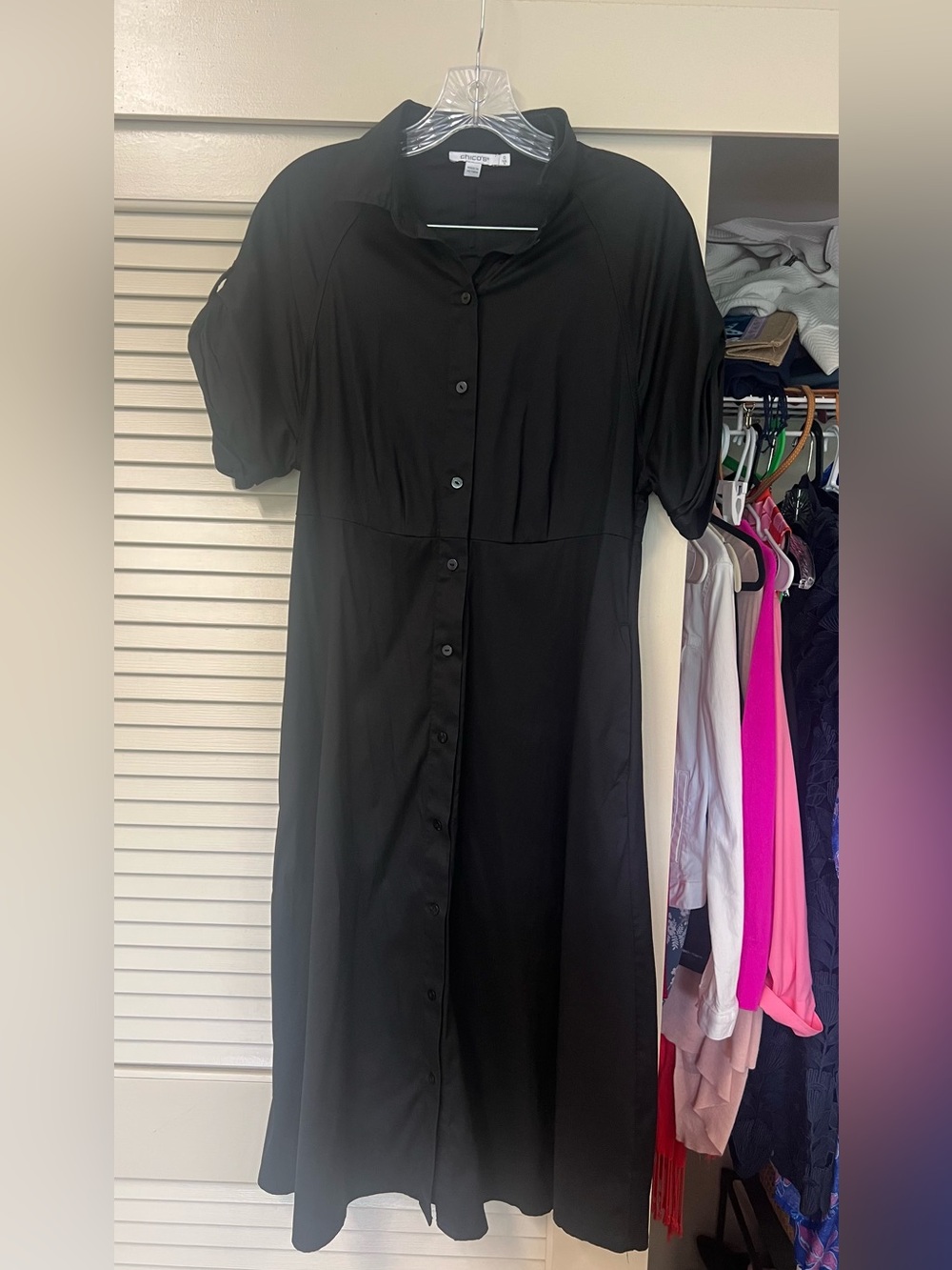 Chico's Black Button-Down Midi Shirt Dress